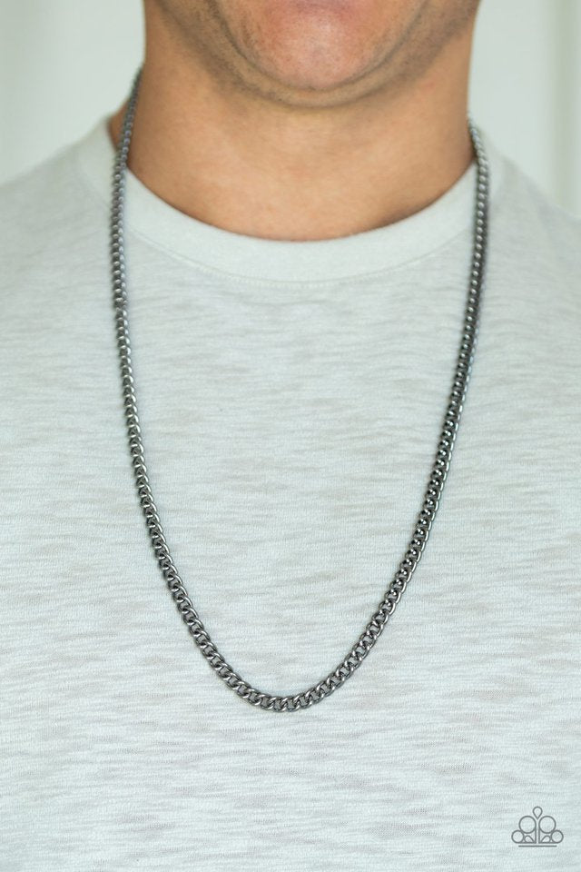 First Rule Of Fight Club - Black Gunmetal Urban Necklace-Paparazzi - The Sassy Sparkle