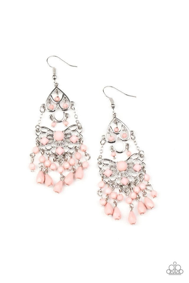 Glass Slipper Glamour - Pink Earring-Paparazzi
