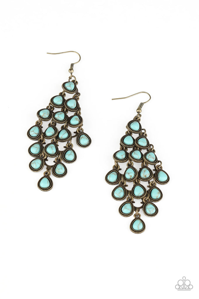 Rural Rainstorms-Brass and Turquoise stone $5 Paparazzi Earring - The Sassy Sparkle