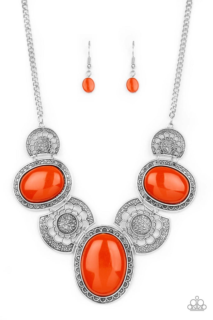 The Medallion-aire - Orange Necklace-Paparazzi - The Sassy Sparkle