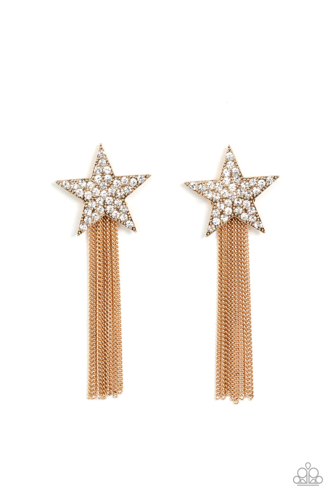 Superstar Solo - Gold Post Earring-Paparazzi