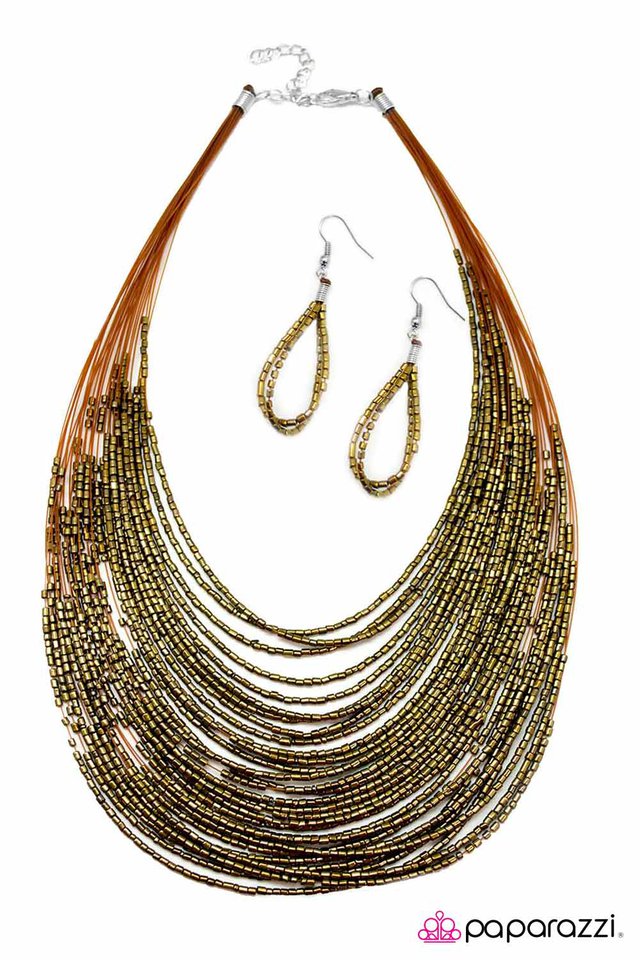 Catwalk Queen - Brass Seed Bead Necklace-Paparazzi - The Sassy Sparkle