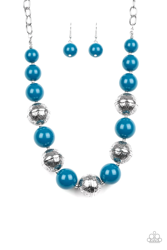 Floral Fusion - Blue Necklace-Paparazzi - The Sassy Sparkle