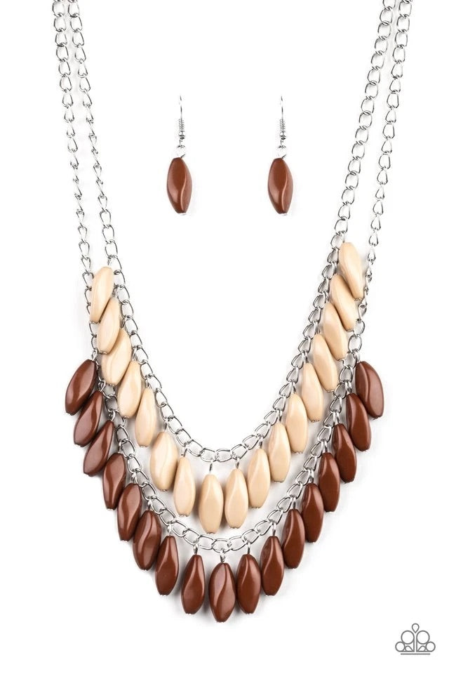 Beaded Boardwalk - Brown Necklace-Paparazzi - The Sassy Sparkle