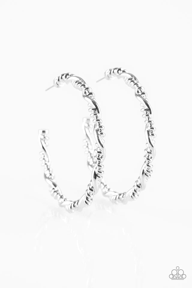 Street Mod - Silver Post Hoop Earring-Paparazzi - The Sassy Sparkle