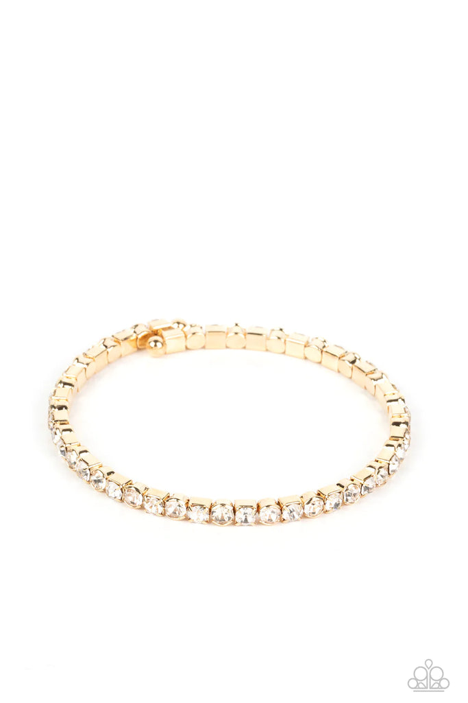 Rhinestone Spell - Gold Bracelet-Paparazzi - The Sassy Sparkle