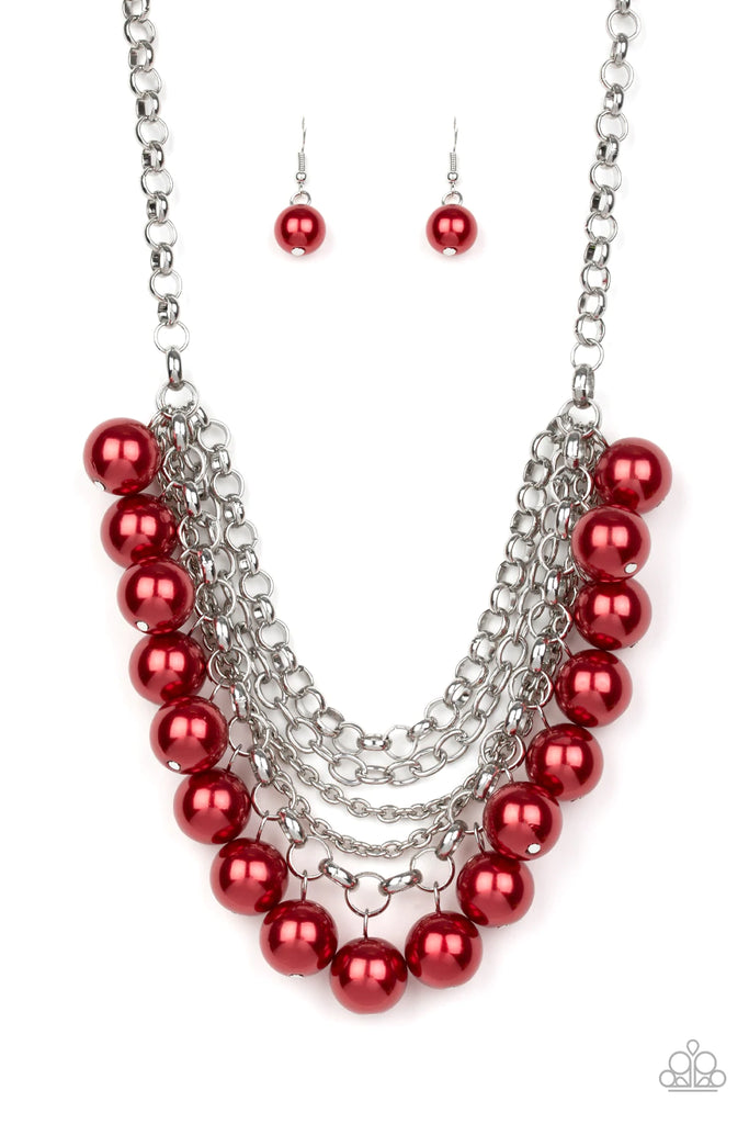 One-Way WALL STREET - Red Pearl Necklace-Paparazzi - The Sassy Sparkle