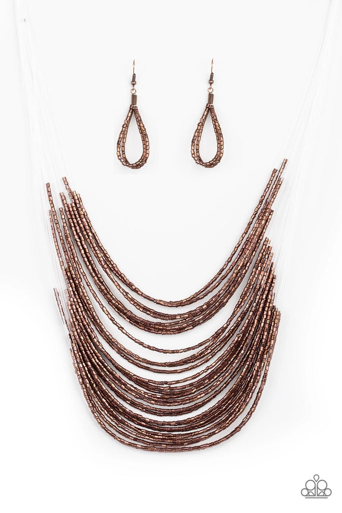 Catwalk Queen - Copper Seed Bead Necklace-Paparazzi - The Sassy Sparkle