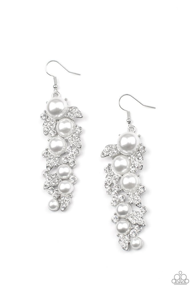 The Party Has Arrived-White Paparazzi Earring-Life of the Party-July 2022 - The Sassy Sparkle
