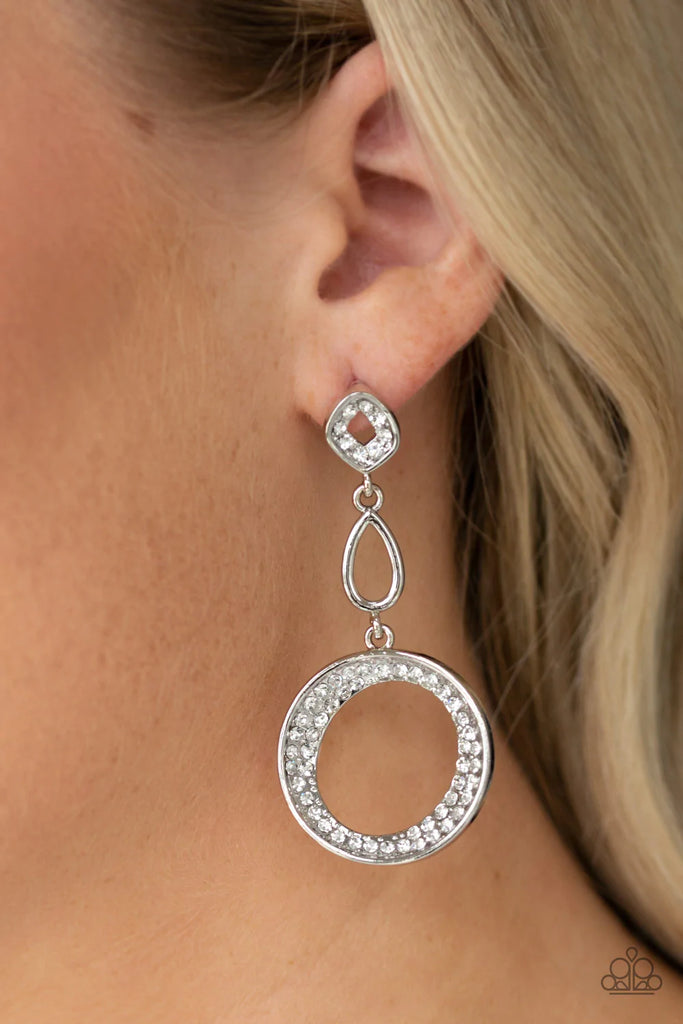 On The Glamour Scene - White Post Earring-Paparazzi