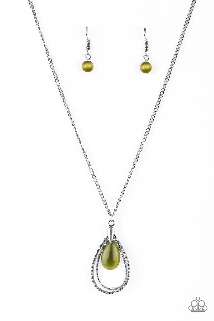Teardrop Tranquility - Green Necklace-Paparazzi