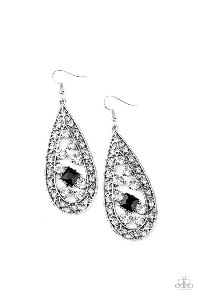 Drop-Dead Dazzle - Black Earring-Paparazzi - The Sassy Sparkle