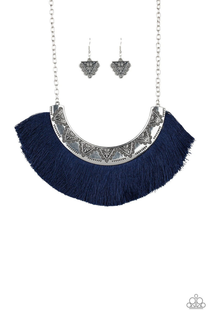 Might and MANE - Blue Fringe Necklace-Paparazzi - The Sassy Sparkle