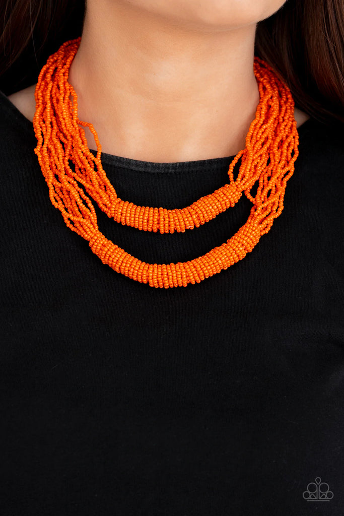 Right As Rainforest - Orange Seed Bead Necklace-Paparazzi - The Sassy Sparkle