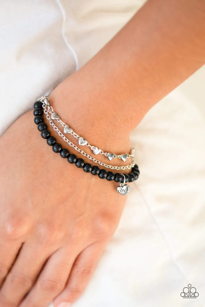 Love Like You Mean It - Black Bracelet-Paparazzi - The Sassy Sparkle