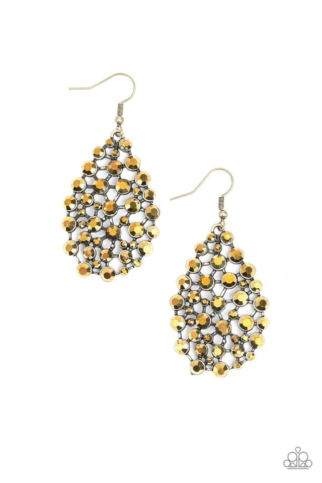 Start With A Bang - Brass Earring-Paparazzi - The Sassy Sparkle