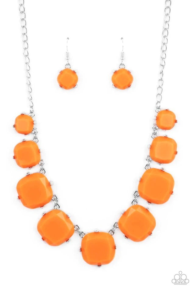 Prismatic Prima Donna - Orange Necklace-Paparazzi - The Sassy Sparkle