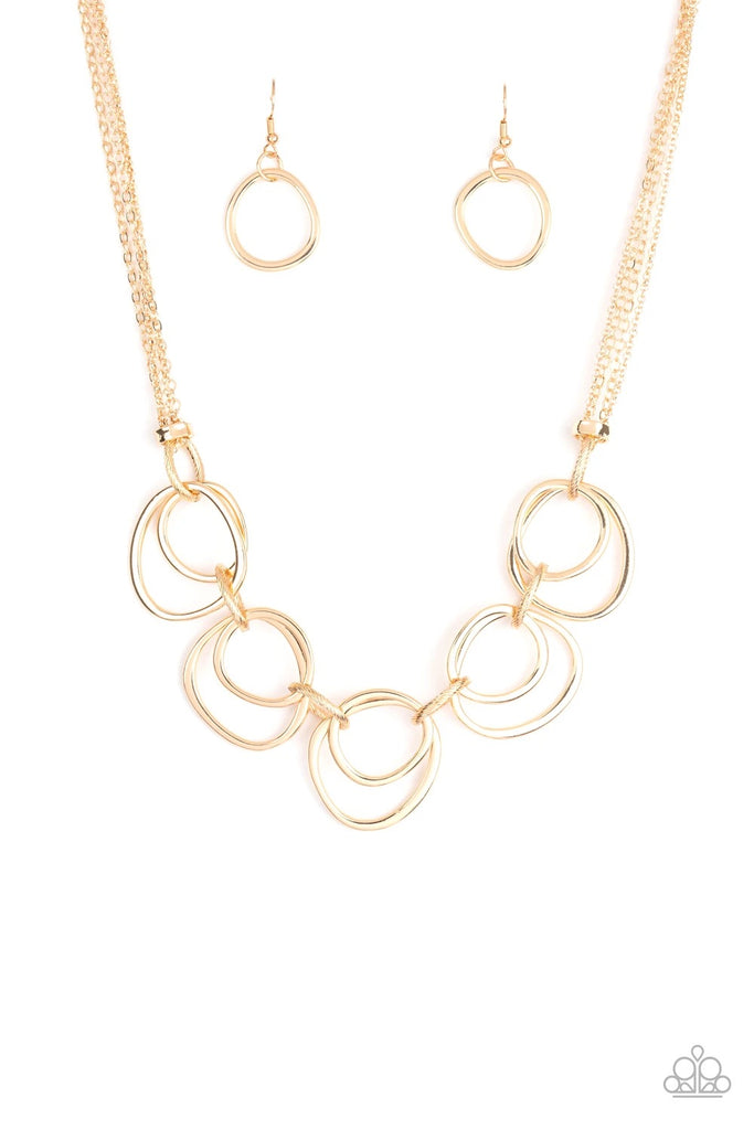 Asymmetrical Adornment - Gold Necklace-Paparazzi