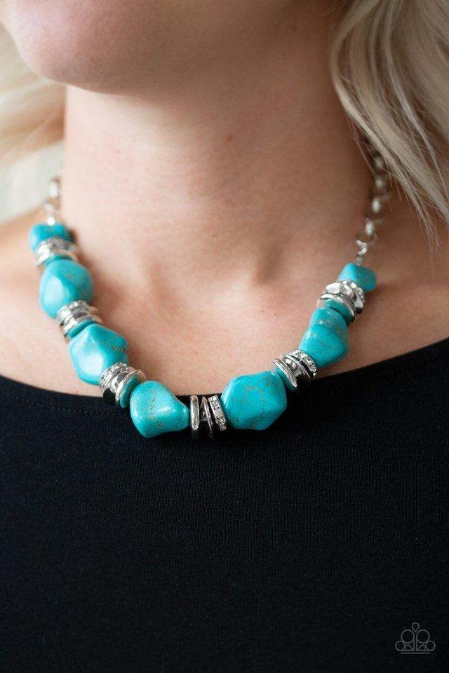 Stunningly Stone Age - Blue Necklace-Paparazzi