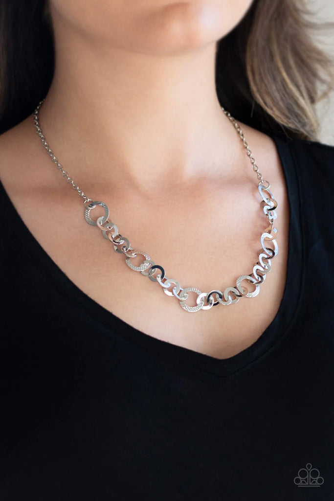 Move It On Over - Silver Necklace-Paparazzi - The Sassy Sparkle