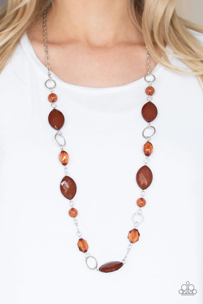Shimmer Simmer - Brown Necklace-Paparazzi
