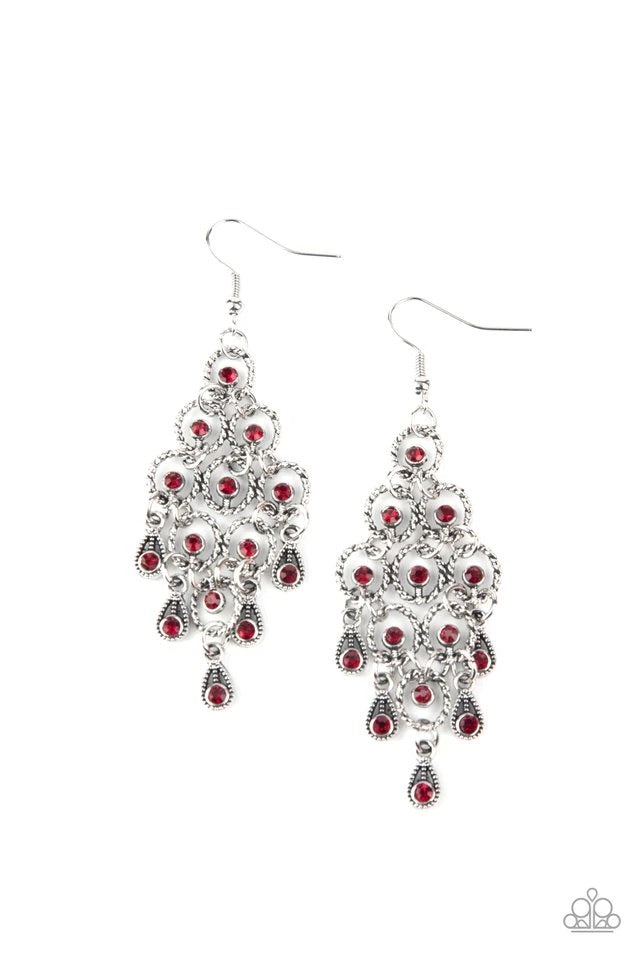 Chandelier Cameo - Red Earring-Paparazzi - The Sassy Sparkle