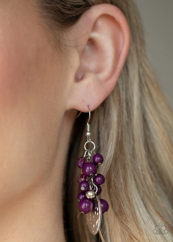 Fruity Finesse - Purple Earring-Paparazzi