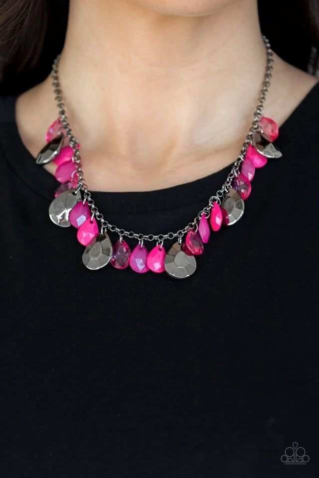 Hurricane Season - Pink Necklace-Paparazzi