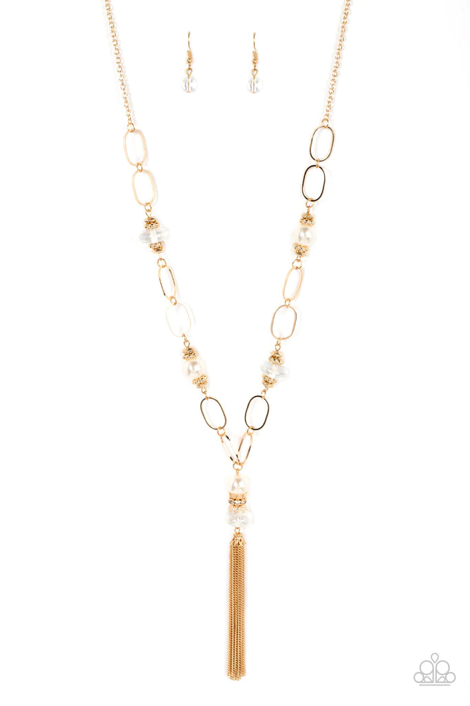 Taken with Tassels - Gold Tassel Necklace-Paparazzi - The Sassy Sparkle