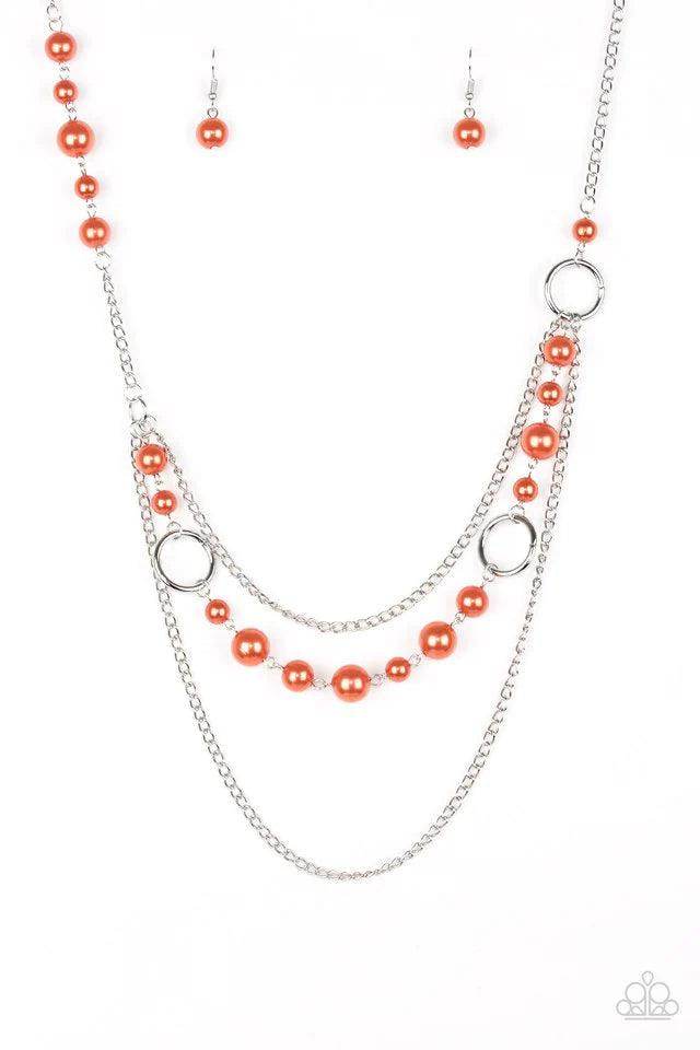 Party Dress Princess - Orange Necklace-Paparazzi