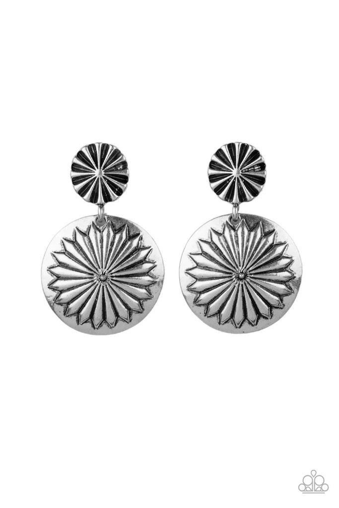 Fierce Florals - Silver Post Earring-Paparazzi