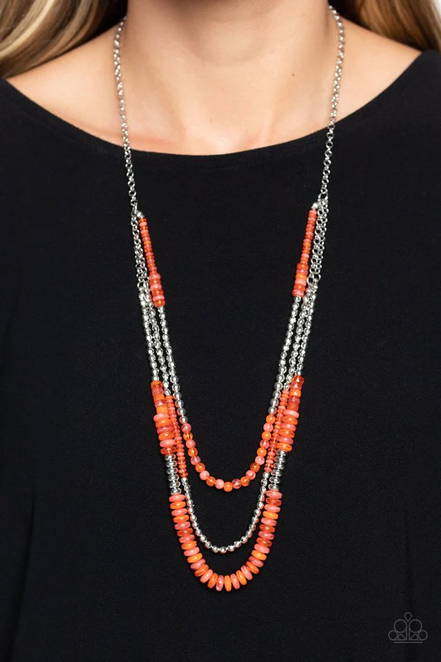 Newly Neverland - Orange Necklace-Paparazzi - The Sassy Sparkle