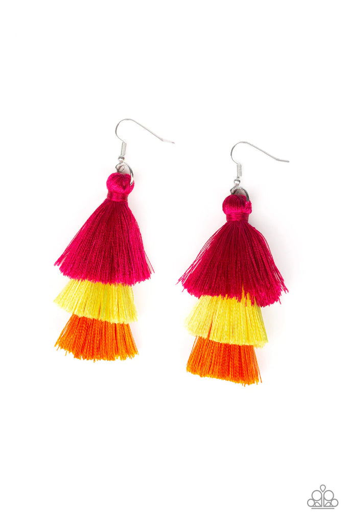 Hold On To Your Tassel! - Multi Tassel Earring-Paparazzi - The Sassy Sparkle