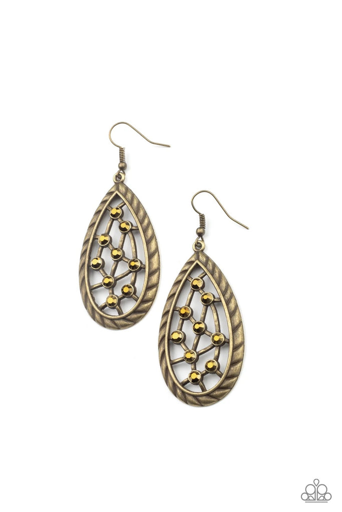Industrial Incandescence - Brass Earring-Paparazzi - The Sassy Sparkle
