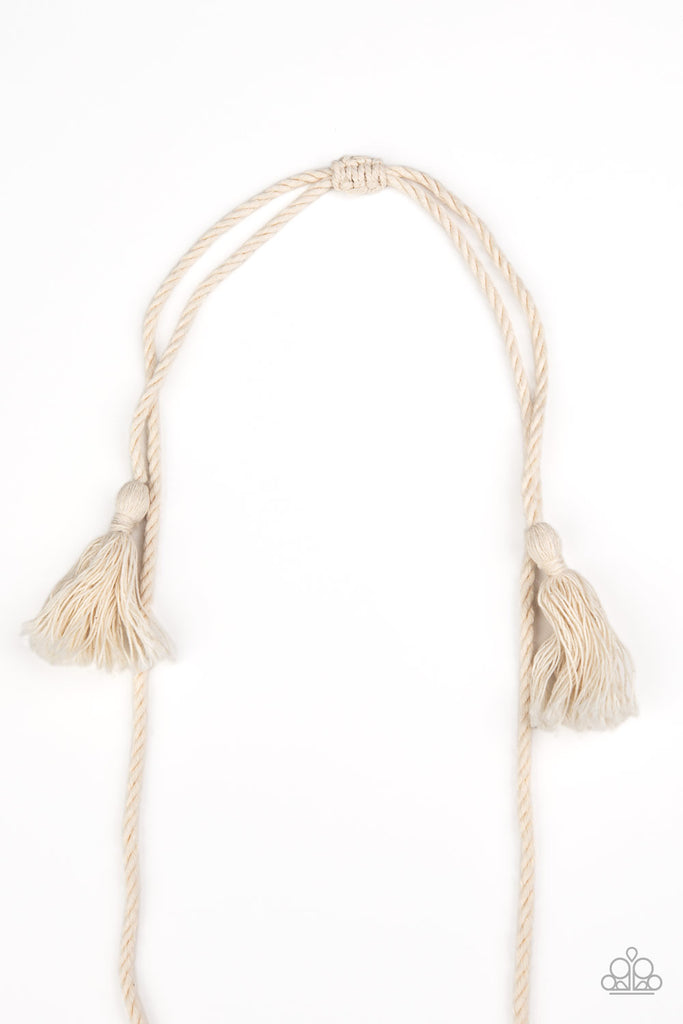 Mantra-white - $5 Paparazzi macrame necklace-Exclusive-Fringe - The Sassy Sparkle