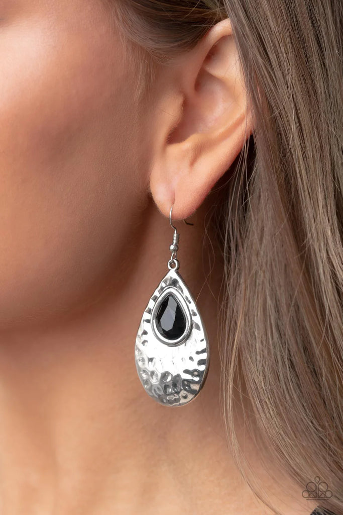 Tranquil Trove - Black Earring-Paparazzi - The Sassy Sparkle