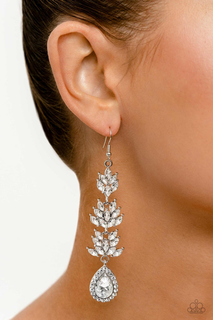 Water Lily Whimsy - White Earring-Life of the Party-Paparazzi - The Sassy Sparkle