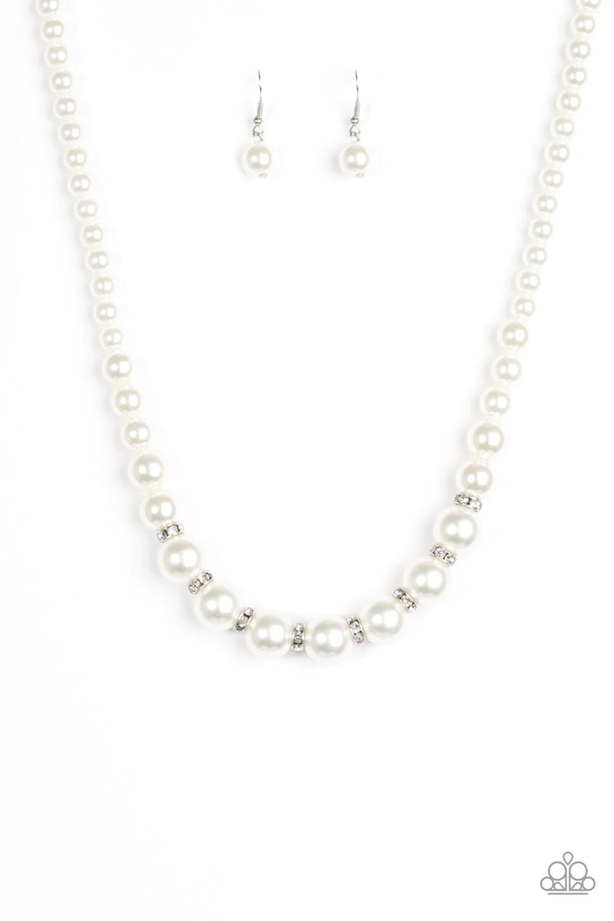 Showtime Shimmer - White Pearl Necklace-Paparazzi - The Sassy Sparkle