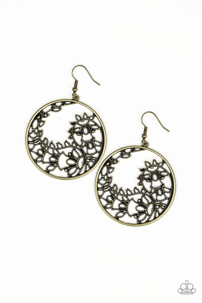 Get Into VINE - Brass Earring-Paparazzi - The Sassy Sparkle