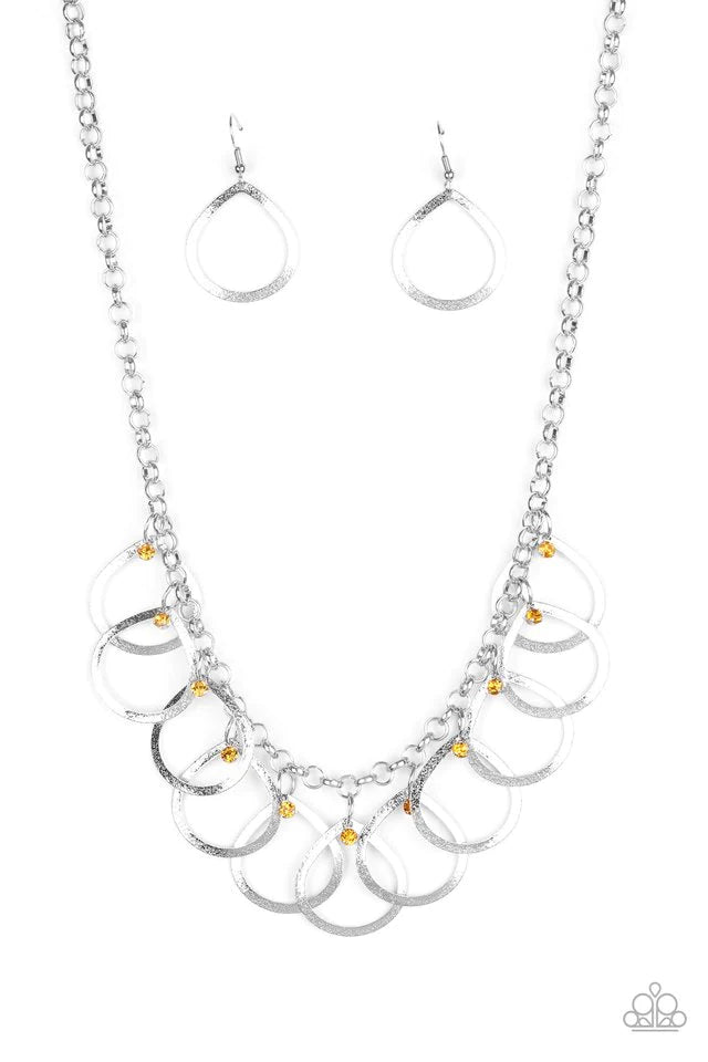Drop By Drop - Yellow Necklace-Paparazzi - The Sassy Sparkle