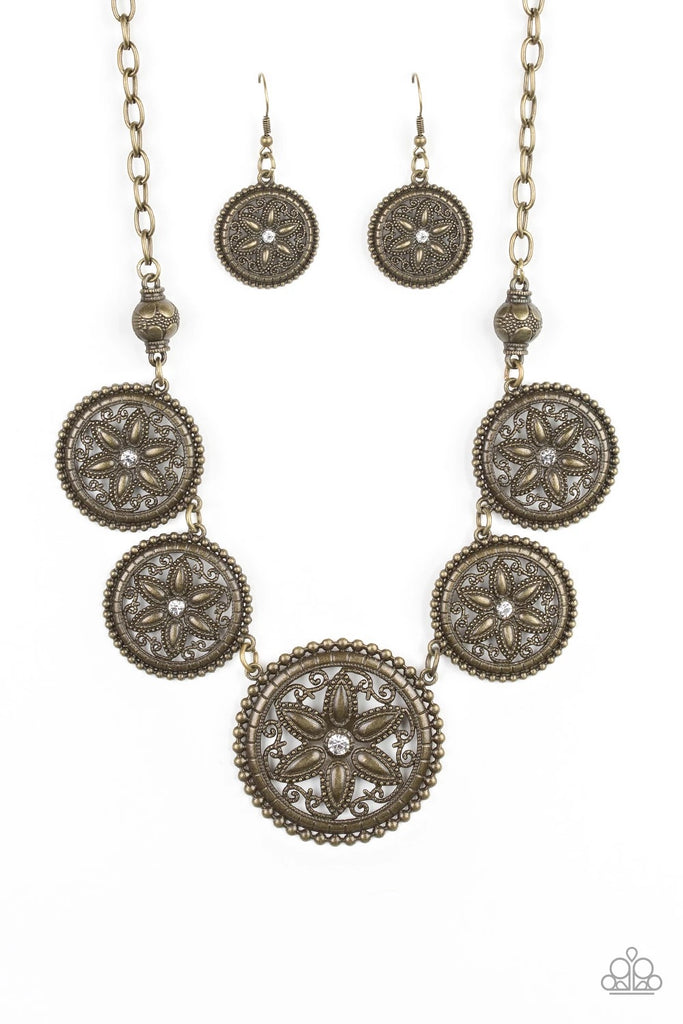Written In The STAR LILIES - Brass Necklace-Paparazzi