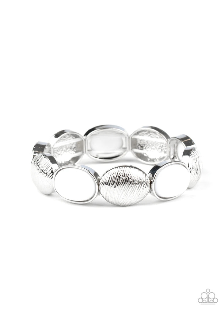 Decadently Dewy - White Bracelet-Paparazzi