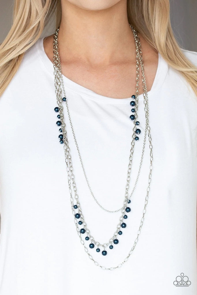 Pearl Pageant - Blue Necklace-Paparazzi