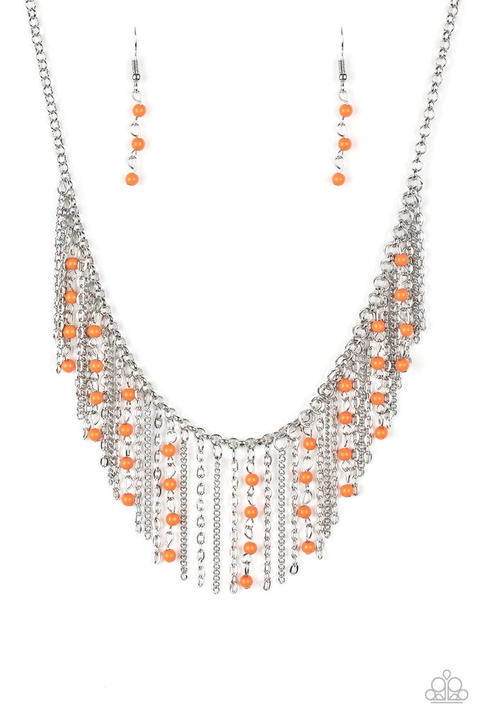 Harlem Hideaway - Orange Necklace-Paparazzi - The Sassy Sparkle