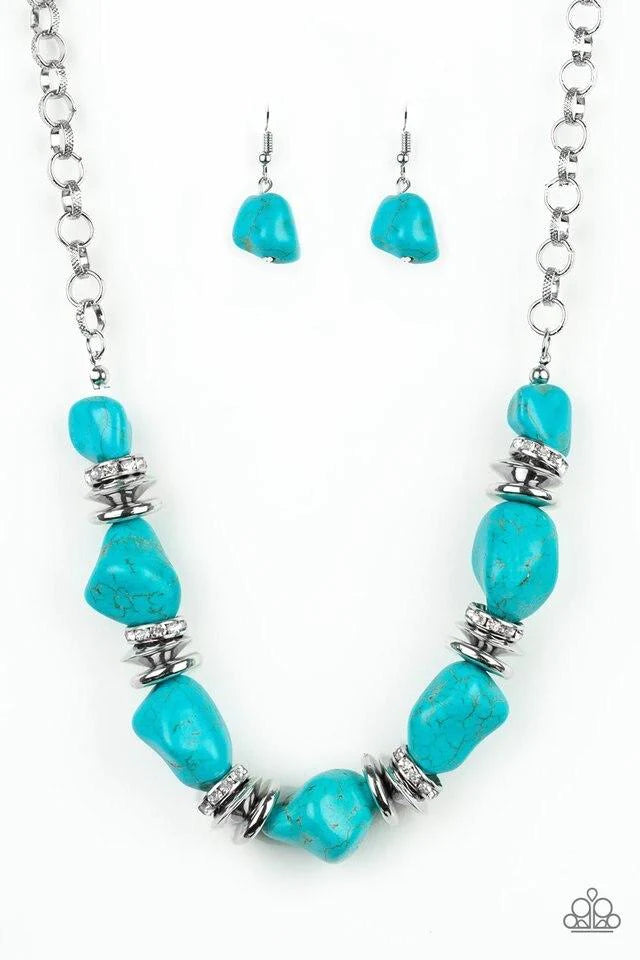 Stunningly Stone Age - Blue Stone Necklace-Paparazzi - The Sassy Sparkle