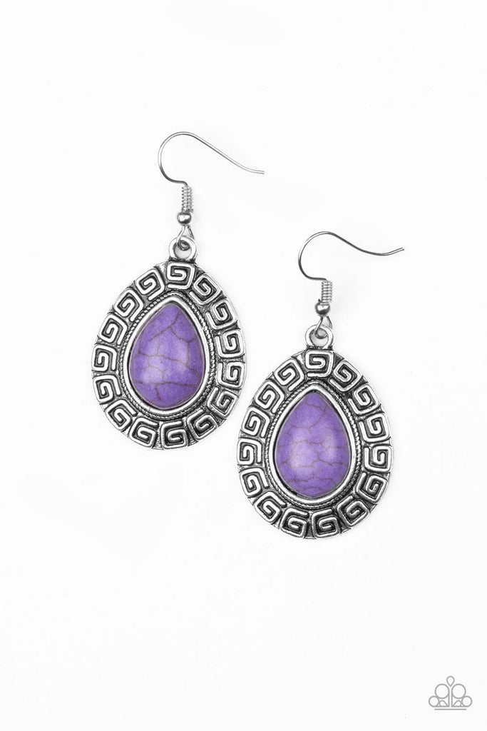 Tribal Tango - Purple Stone Earring-Paparazzi - The Sassy Sparkle