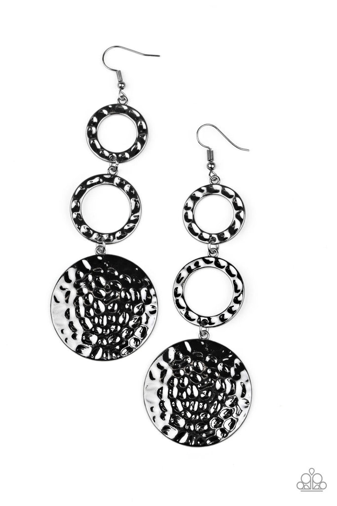 Blooming Baubles - Black Gunmetal Earring-Paparazzi - The Sassy Sparkle