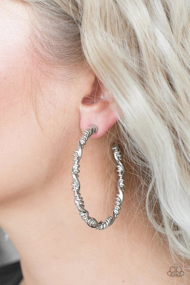 Street Mod - Silver Post Hoop Earring-Paparazzi - The Sassy Sparkle