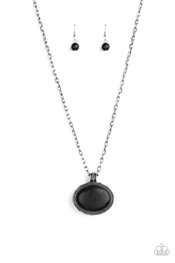 Sedimentary Colors - Black Stone Necklace-Paparazzi