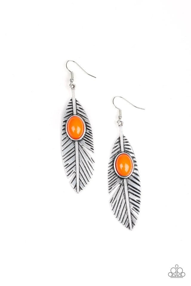 Quill Thrill - Orange Earring-Paparazzi - The Sassy Sparkle